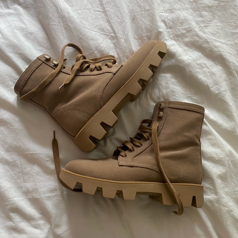 Prada canvas combat boots